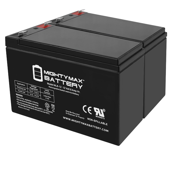 Mighty Max Battery ML8-12 - 12V 8AH Replacement Battery for SLA2-BTI - 2 Pack ML8-12MP211619